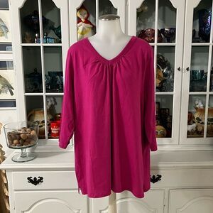 Pink 3/4 Sleeve Tee | 18/20 | Woman Within